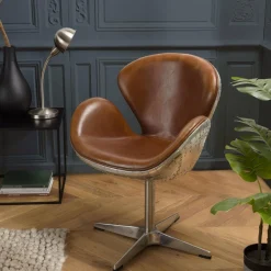 Macabane Fauteuil nevada vintage cuir et aluminium GASTON Hot