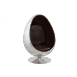 ALTEREGO Fauteuil Oeuf Aluminium et simili Marron Carlingue AMHERST Clearance