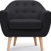 3S. x Home Fauteuil Scandinave Tissu Noir OLAF Clearance