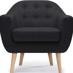 3S. x Home Fauteuil Scandinave Tissu Noir OLAF Clearance