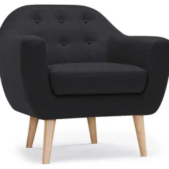 3S. x Home Fauteuil Scandinave Tissu Noir OLAF Clearance