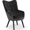 3S. x Home Fauteuil scandinave tissu velours noir