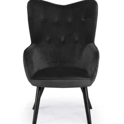 3S. x Home Fauteuil scandinave tissu velours noir