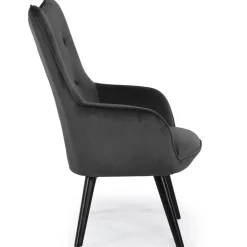 3S. x Home Fauteuil scandinave tissu velours noir