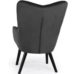3S. x Home Fauteuil scandinave tissu velours noir