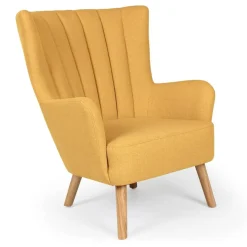 3S. x Home Fauteuil scandinave tissu en Jaune Discount