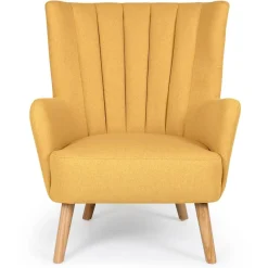 3S. x Home Fauteuil scandinave tissu en Jaune Discount