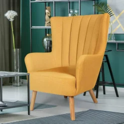 3S. x Home Fauteuil scandinave tissu en Jaune Discount