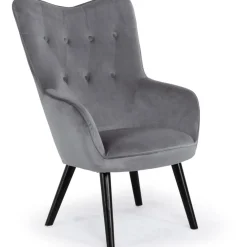 3S. x Home Fauteuil Scandinave Velours Gris AMALECITE Sale