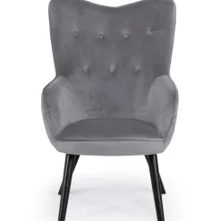 3S. x Home Fauteuil Scandinave Velours Gris AMALECITE Sale