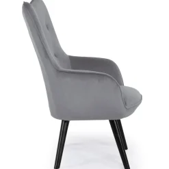 3S. x Home Fauteuil Scandinave Velours Gris AMALECITE Sale