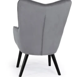 3S. x Home Fauteuil Scandinave Velours Gris AMALECITE Sale