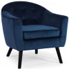 3S. x Home Fauteuil Scandinave Velours Bleu OLAF