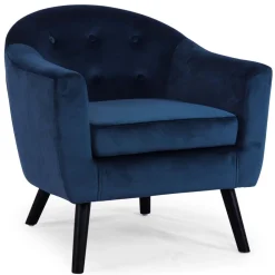 3S. x Home Fauteuil Scandinave Velours Bleu OLAF