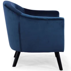 3S. x Home Fauteuil Scandinave Velours Bleu OLAF