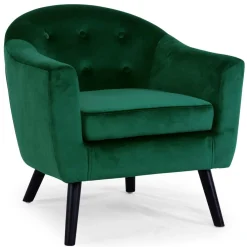 3S. x Home Fauteuil Scandinave Velours Vert OLAF Discount