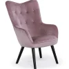 3S. x Home Fauteuil Scandinave Velours Rose AMALECITE Discount