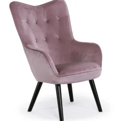 3S. x Home Fauteuil Scandinave Velours Rose AMALECITE Discount