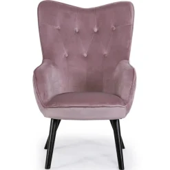 3S. x Home Fauteuil Scandinave Velours Rose AMALECITE Discount