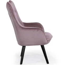 3S. x Home Fauteuil Scandinave Velours Rose AMALECITE Discount