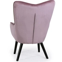 3S. x Home Fauteuil Scandinave Velours Rose AMALECITE Discount