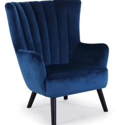 3S. x Home Fauteuil scandinave VIDAL en Velours Bleu Hot