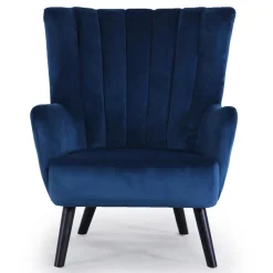 3S. x Home Fauteuil scandinave VIDAL en Velours Bleu Hot
