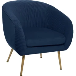 3S. x Home Fauteuil “Solaro” en velours Bleu Sale
