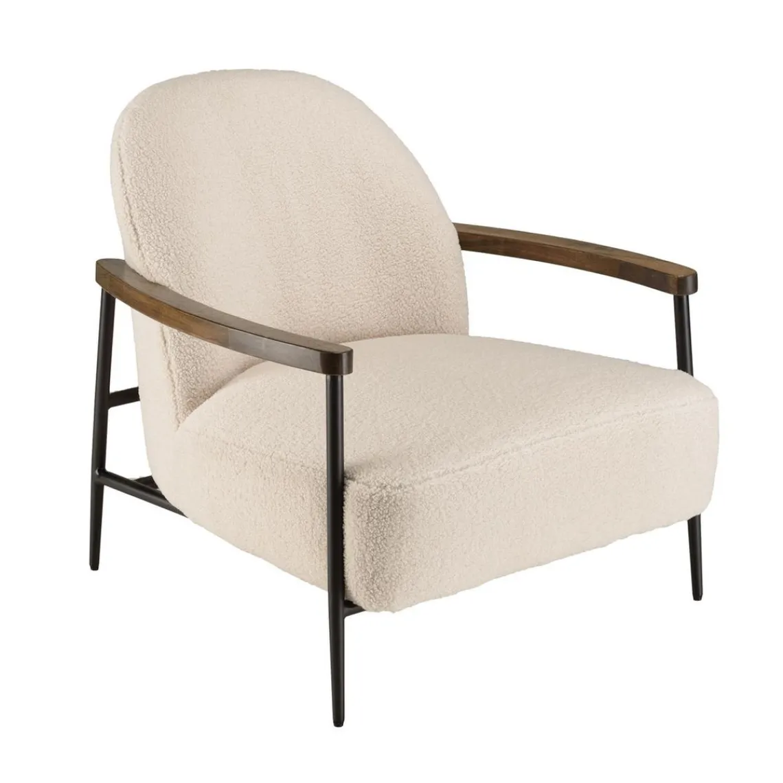 Macabane Fauteuil tissu bouclette écru structure métallique GASTON Best
