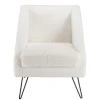 Macabane Fauteuil tissu bouclette blanc pieds épingles métal noir New