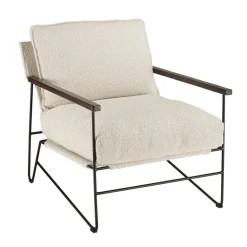 Macabane Fauteuil tissu écru 1 coussin structure métallique GASTON Outlet