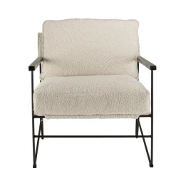 Macabane Fauteuil tissu écru 1 coussin structure métallique GASTON Outlet