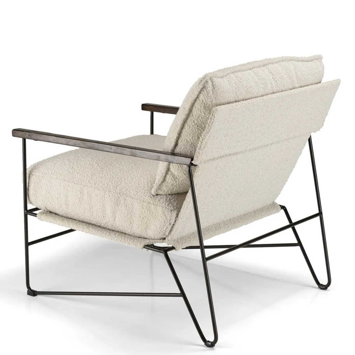 Macabane Fauteuil tissu écru 1 coussin structure métallique GASTON Outlet