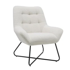 Zago Fauteuil tissu effet laine bouclette Blanc Sale