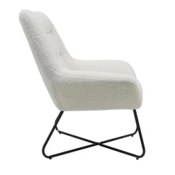 Zago Fauteuil tissu effet laine bouclette Blanc Sale