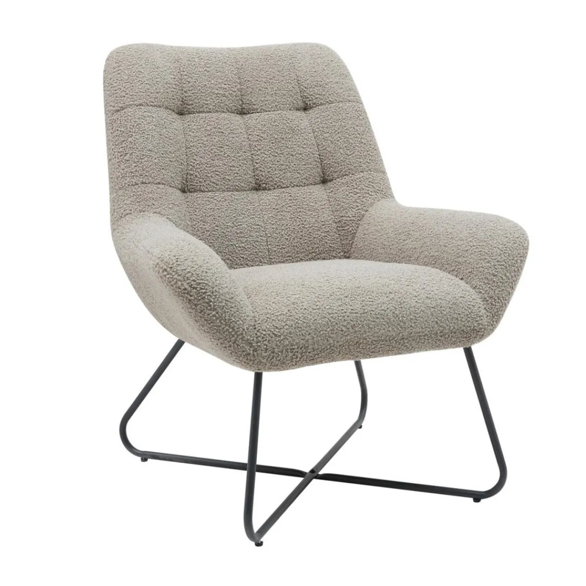 Zago Fauteuil tissu effet laine bouclette foncé Gris Best