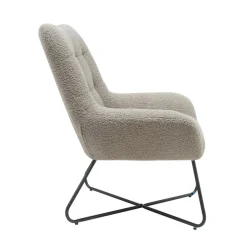 Zago Fauteuil tissu effet laine bouclette foncé Gris Best