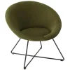 Macabane Fauteuil tissu velours vert olive pieds croisés métal noir AGATHE Best