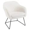 Macabane Fauteuil urban tissu bouclette blanc pieds évasés métal noir