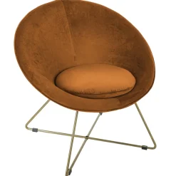 3S. x Home Fauteuil Velours Ambré P Gold Evan Ambre