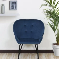 3S. x Home Fauteuil Velours Bleu Discount