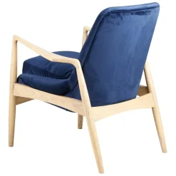 Zago Fauteuil velours foncé pieds frêne naturel Bleu Clearance