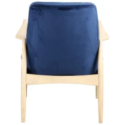 Zago Fauteuil velours foncé pieds frêne naturel Bleu Clearance