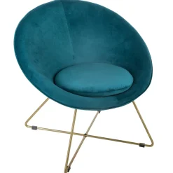 3S. x Home Fauteuil Velours Canard Evan Bleu Outlet