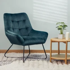 Zago Fauteuil velours gris Bleu Outlet