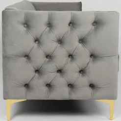 3S. x Home Fauteuil Velours MURRAY Gris Best