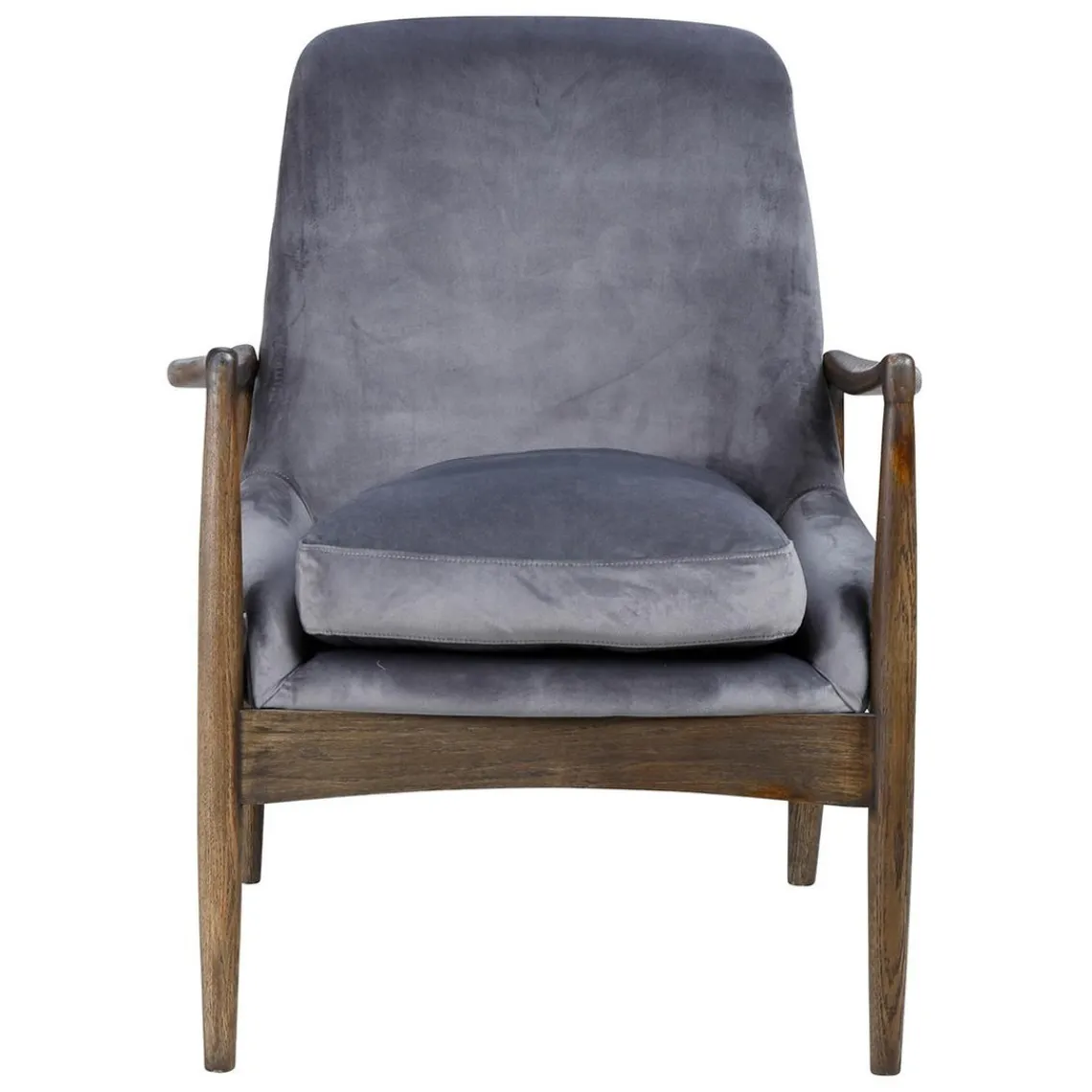 Zago Fauteuil velours pieds frêne brûlé Gris Best