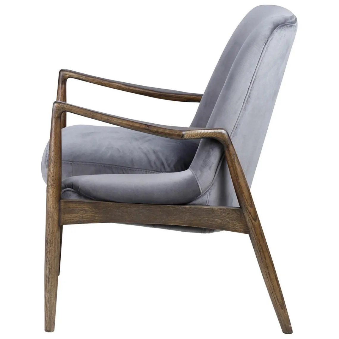 Zago Fauteuil velours pieds frêne brûlé Gris Best