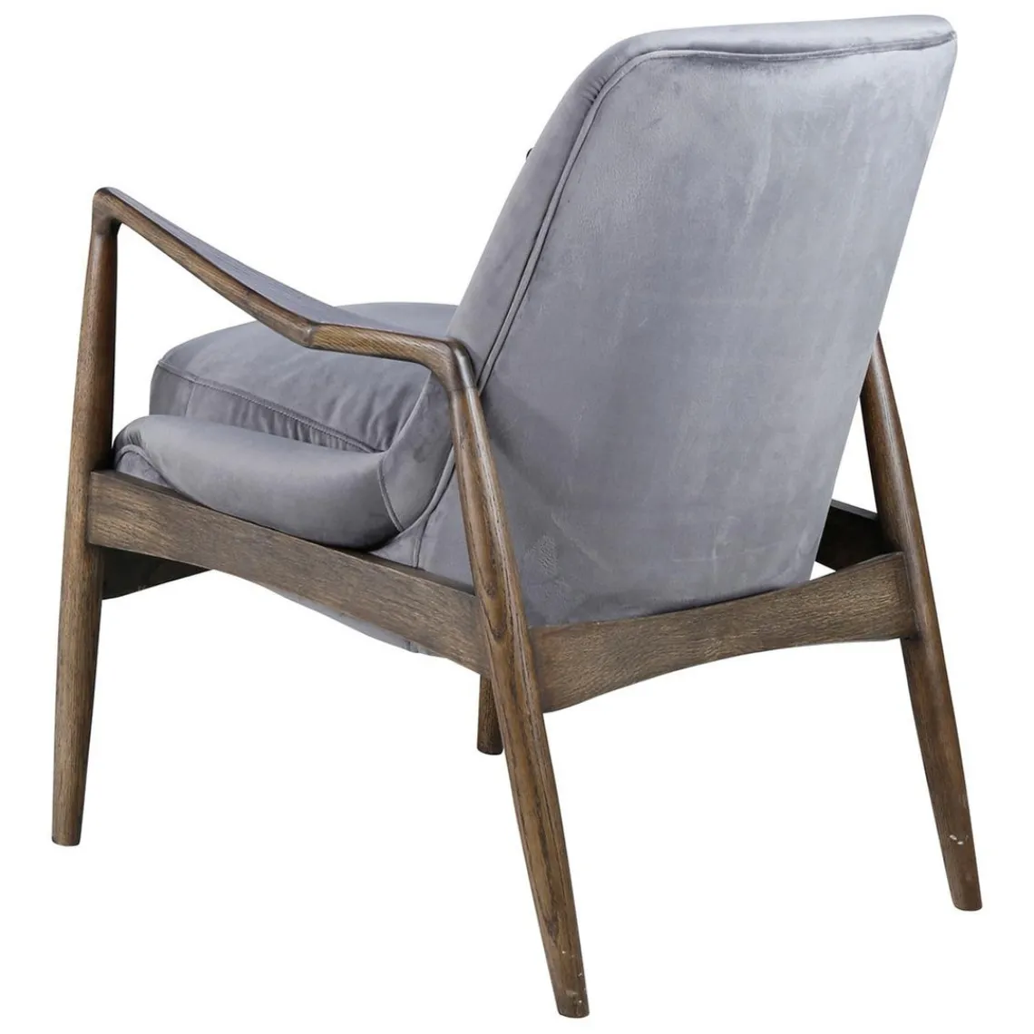 Zago Fauteuil velours pieds frêne brûlé Gris Best