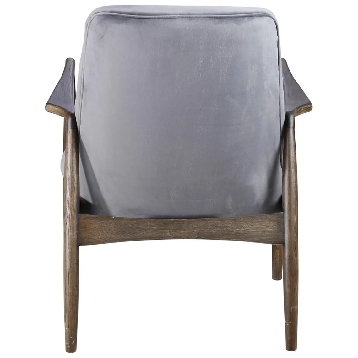 Zago Fauteuil velours pieds frêne brûlé Gris Best